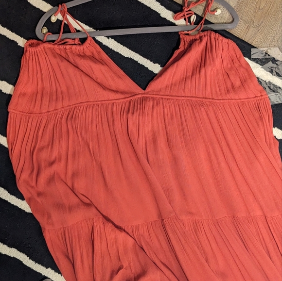 Free People Cosmico Maxi Endless Summer V Neck Sleeveless Dress Gauze Pink Red M - Picture 10 of 13